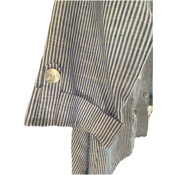 Jones New York Blue & White Striped Hooded Linen Blend Light Jacket Small - Picture 4 of 9